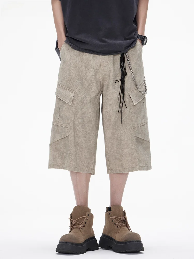 

Omjk Men's Workwear orts Loose Straight Leg Casual Pants American Retro Sle Summer Faion Brand Cotton Cargo orts