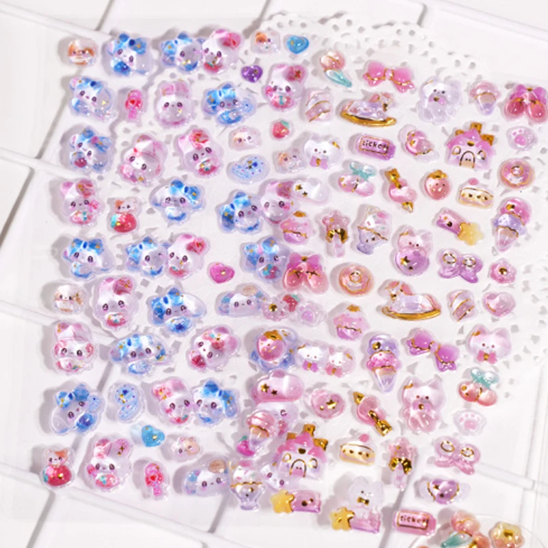 Autocollant décoratif aléatoire en PVC, Animal en relief, pour bouteille d'eau, carnet de notes, Journal, Scrapbooking, décoration de coque de téléphone, 1/3 feuilles