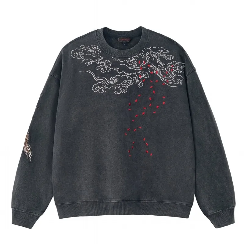 2025 Dragon Chinese Style Fashion Embroidery Sweatshirt Hengsuhe Trendy Men's Women's Sweatshirts Zipper Hooded Cotton Coat