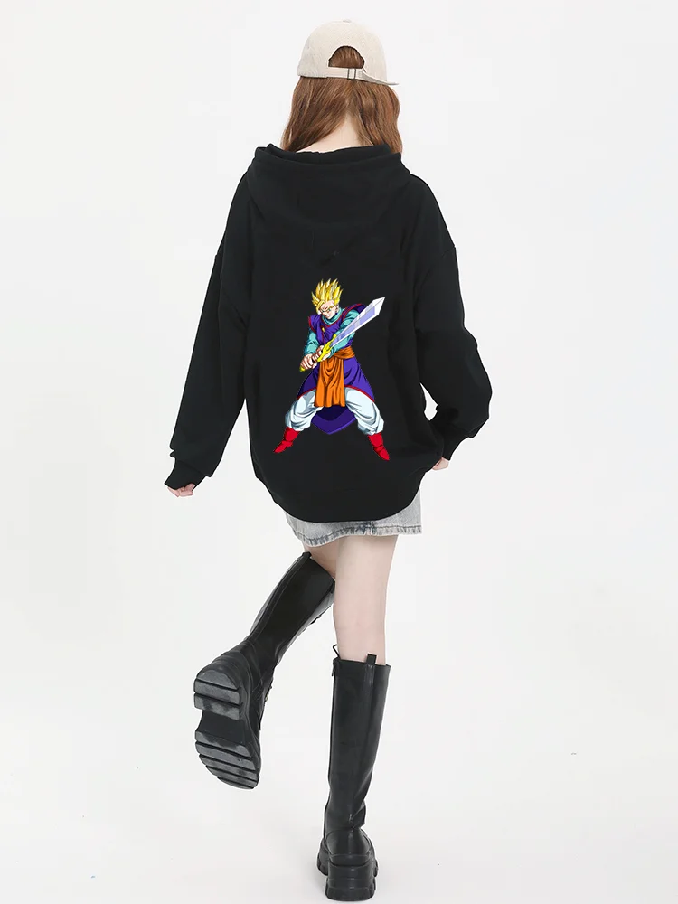 2024 New Men's and Women's Anime Dragon SON GOHAN Cartoon Wukong Cell Printed Hoodie Couple Street Leisure Sports Shirt