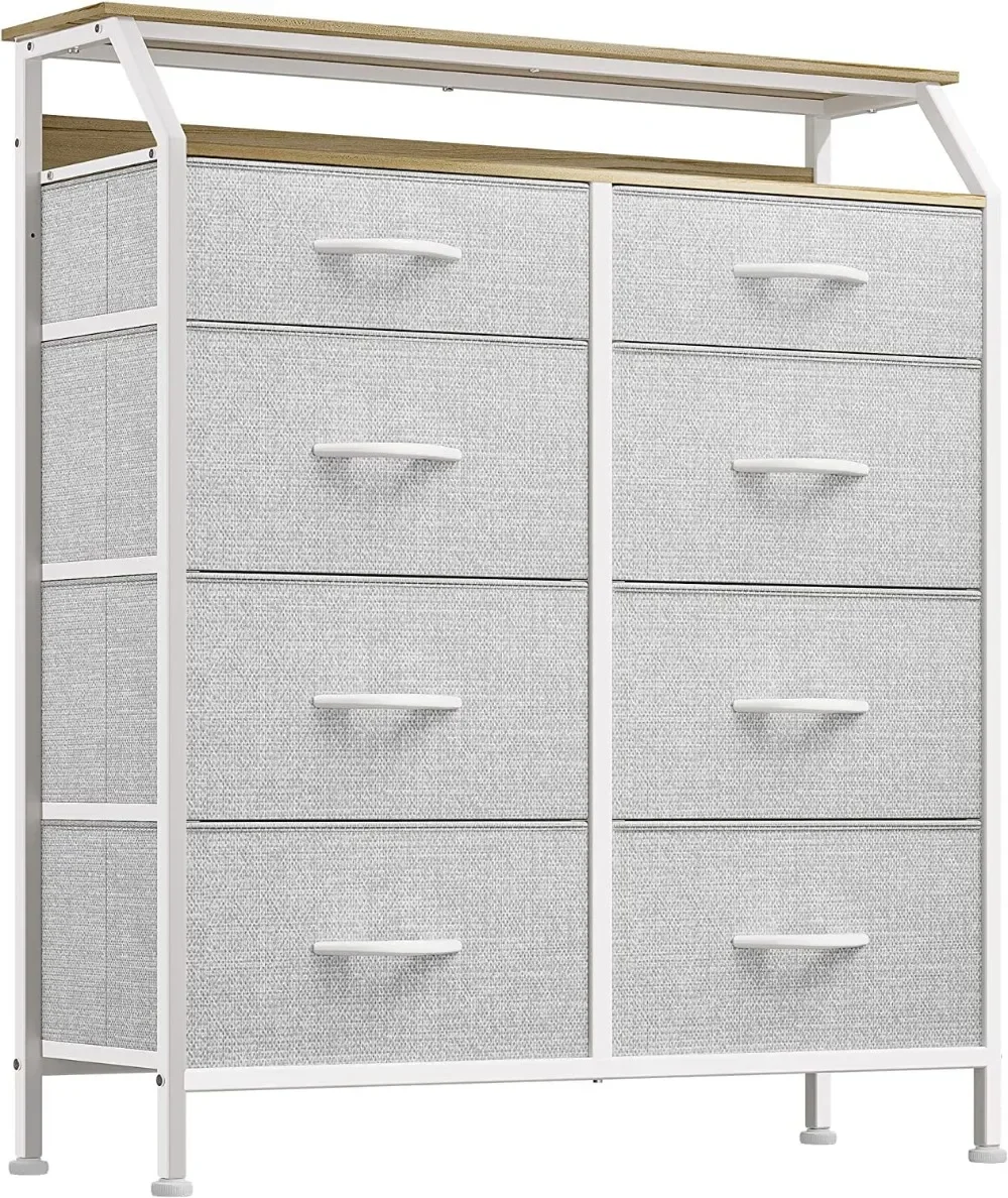 Fabric Dresser with 8 Drawers, Furniture Storage Tower Cabinet, Dresser for Bedroom, Living Room, Hallway, Closet, Sturdy