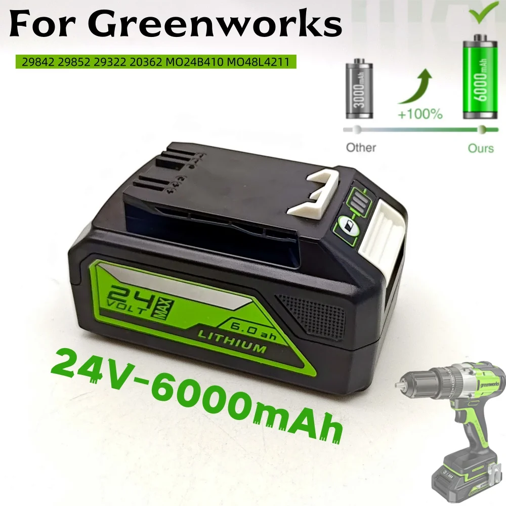 

24V Rechargeable Battery for Greenworks 6000mAh Lithium Power battery For Greenworks 24V/48V Tools 21342 MO48L4211 MO48B2210