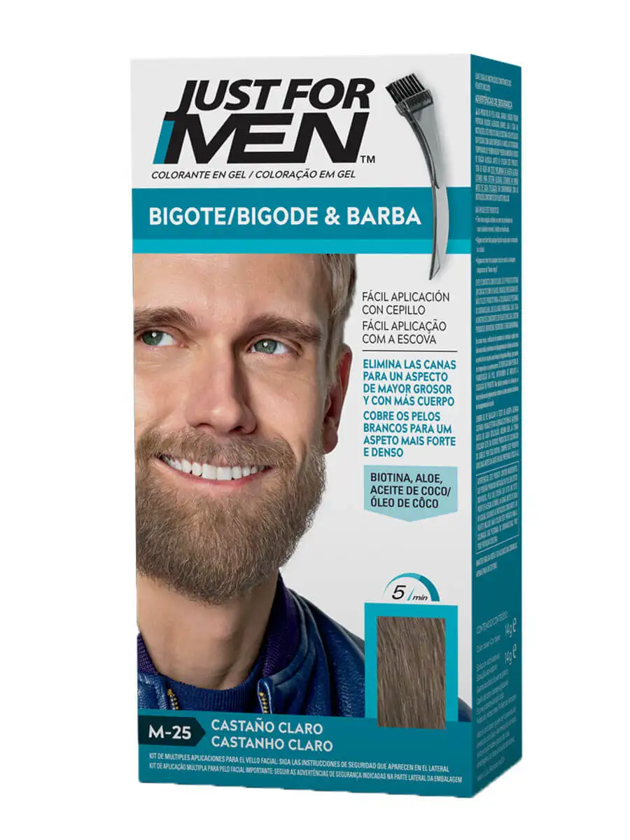 Just for men mustache and beard gel coloring m-25 light chestnut-gel coloring that covers gray mustache and beard