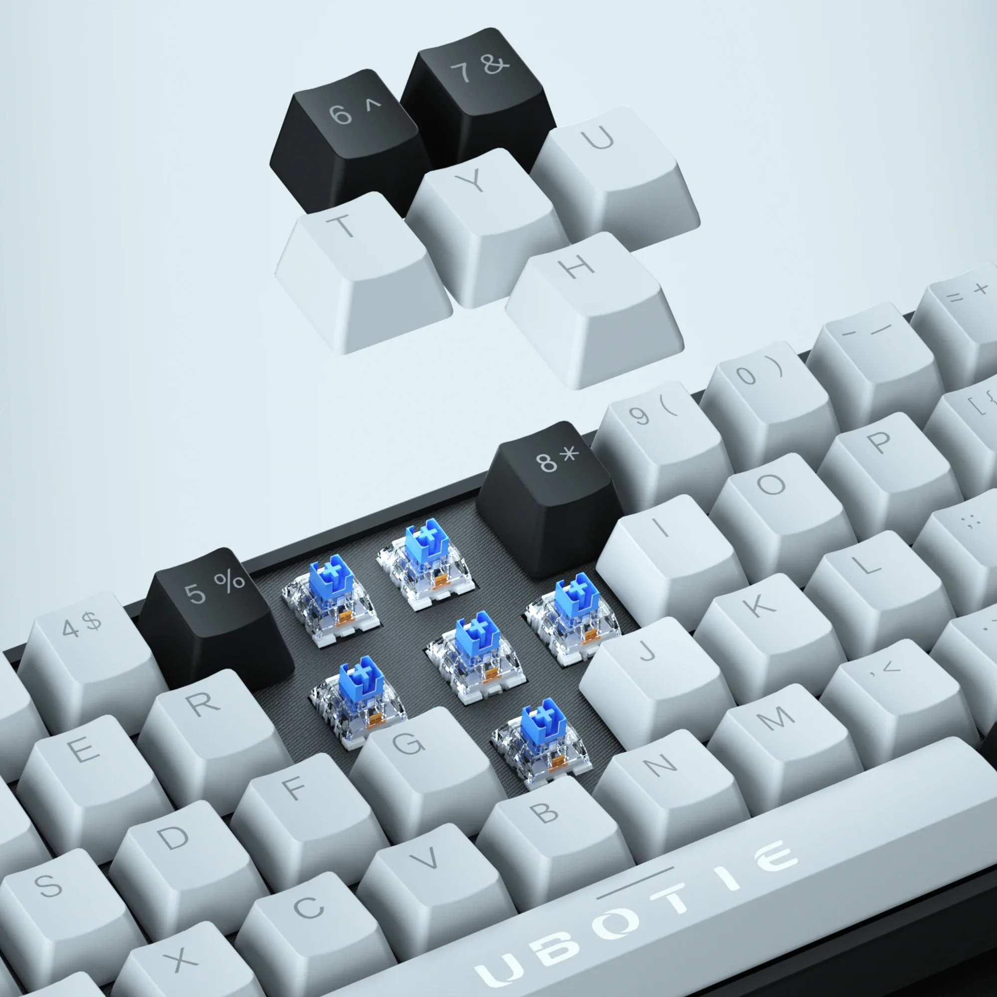 Wired Mechanical Gaming Keyboard USB Keyboards with Clicky Switches Blue Switch 68 Keys Wired Separated Detachable Cable