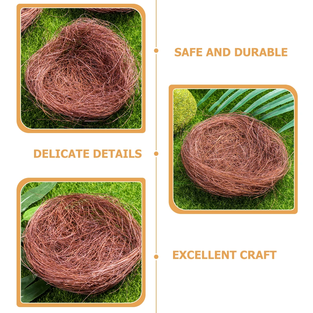 

16pcs Simulated Bird Garden Decoration Ornament Easter Party Decor Small Nest For Cage Birds Micro Landscape Rustic Style Home