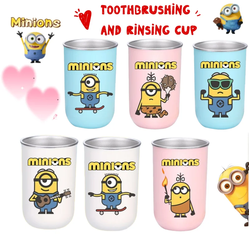 

Minions Despicable Me Cartoon Cute Stainless Steel Brushing Mouth Cup High Color Value Creative Personalized Couple Drinking Cup