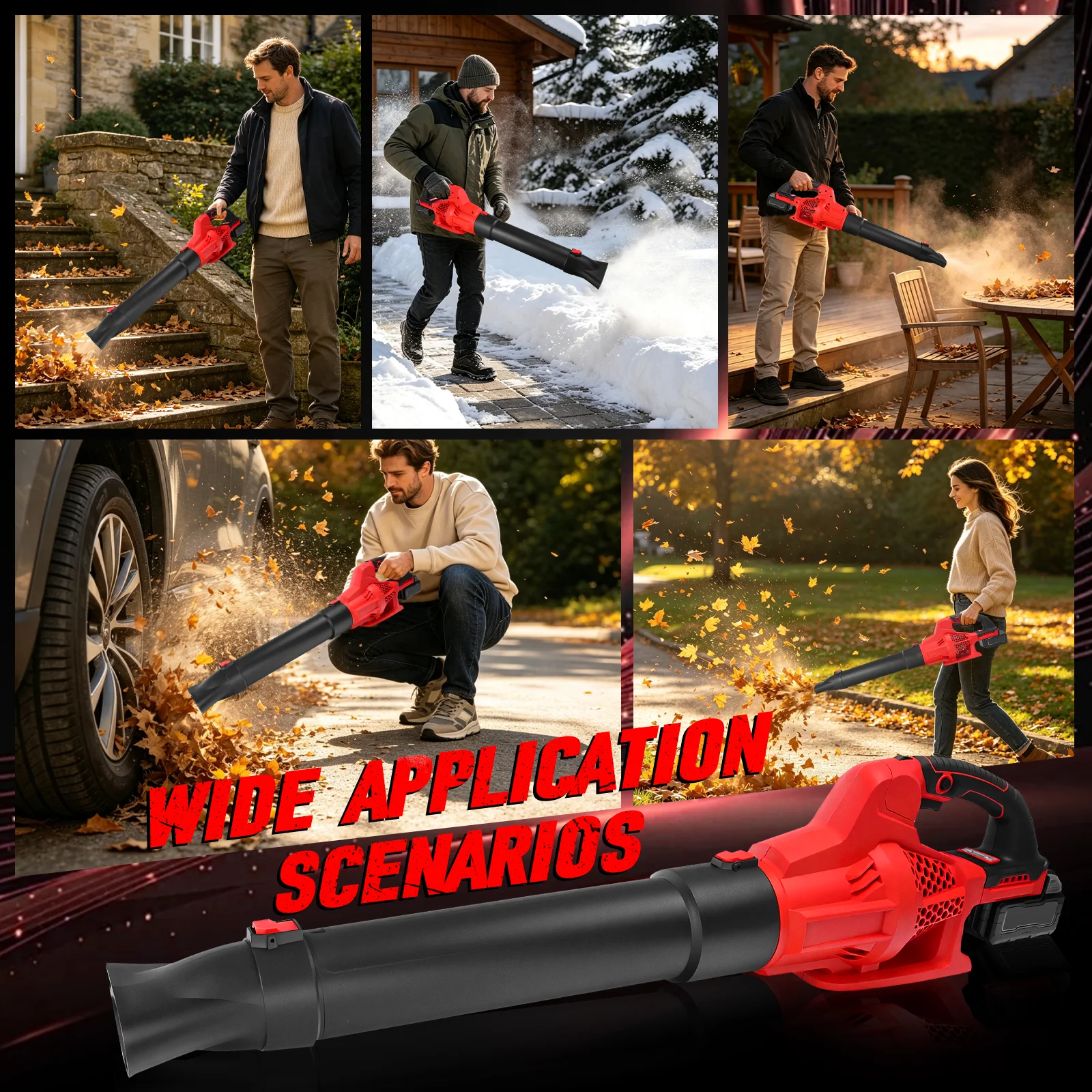 Cordless Leaf Blower 23000RPM Electric Air Blower 6 Speed Portable Garden Yard Dust Debris Cleaning for Milwaukee 18V Battery