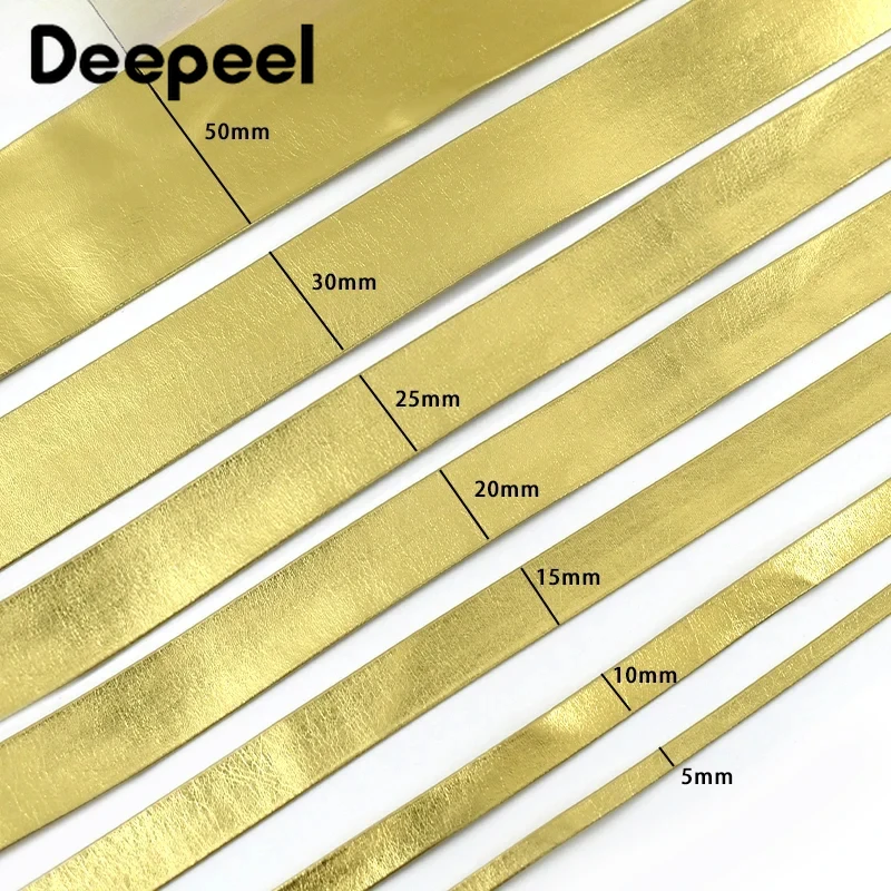 5M PU หนังสังเคราะห์ Webbing เทป 5-50 มม.ทองเงินริบบิ้น Band สายคล้องกระเป๋าสร้อยคอเชือกสร้อยข้อมือเสื้อผ้า BIAS Binding CRAFT