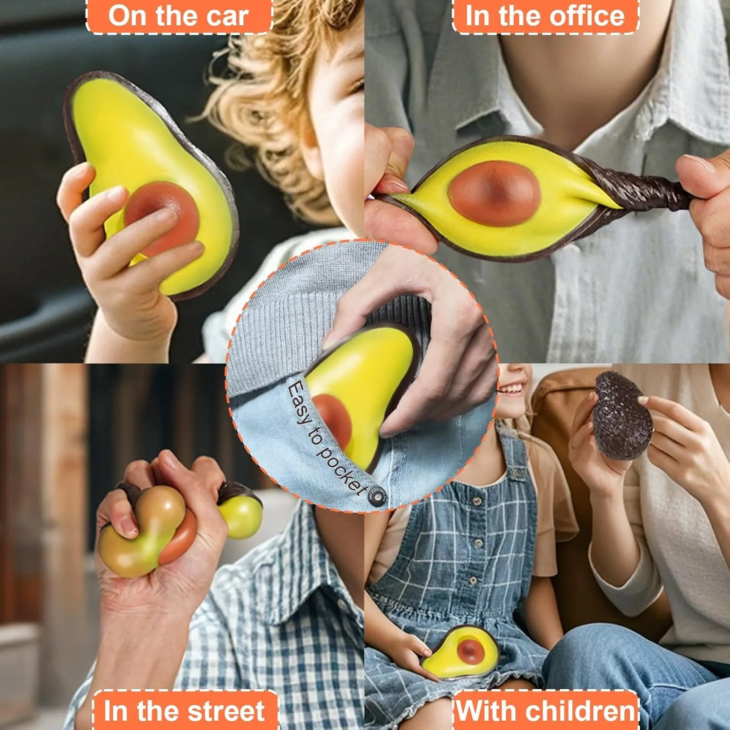 Zabawka sensoryczna Awokado dla dzieci i dorosłych, piłeczki antystresowe, idealne gniotki dla osób z autyzmem i do redukcji stresu.