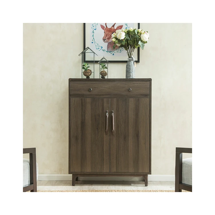 Nordic Italian Style Wooden Modern Two Door Shoe Rack Cabinet image 2