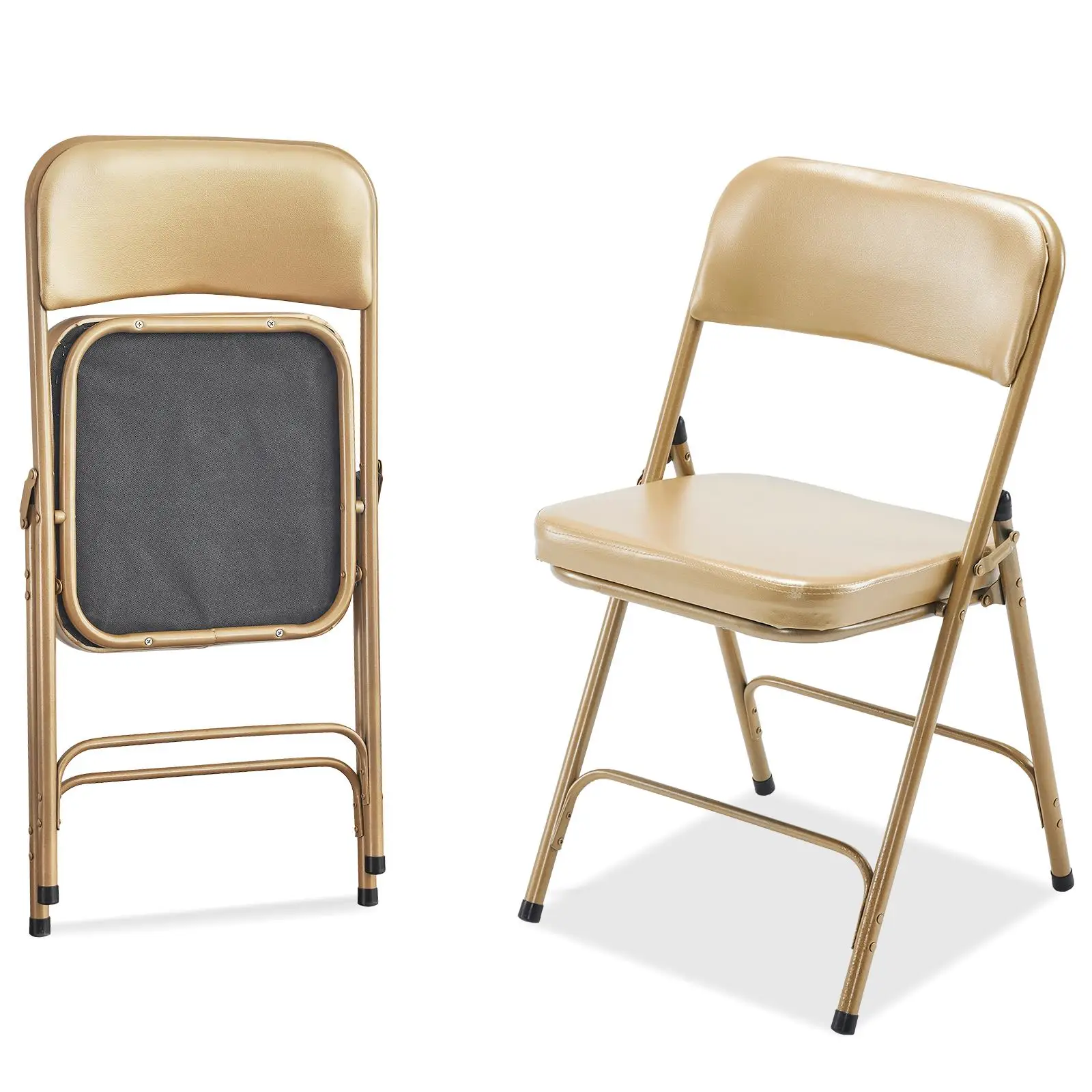 2Pack Metal Folding Chairs with Padded Seat & Back - Indoor/Outdoor Event Seating, Champagne Gold for home /Office