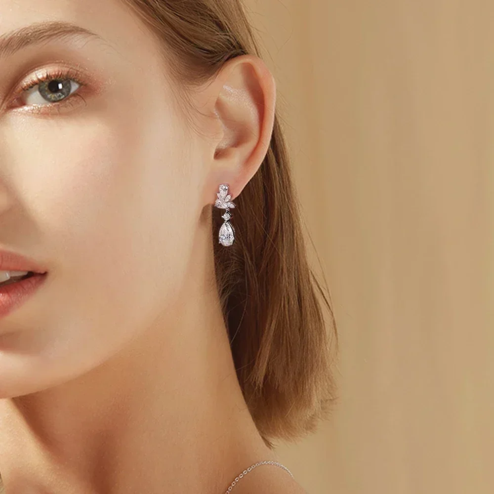 

M-JAJA 8.8ct Moissanite Dangle Earring Pear Cut Diamond Drop Pendant Earrings for Women S925 Sterling Silver Wedding Jewelry