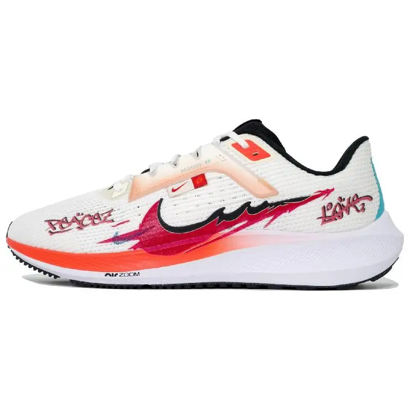 【ปรับแต่ง】Nike Air Zoom Pegasus 40 รองเท้าวิ่งผู้ชาย Low-top สีฟ้า/สีแดง/สีขาวรองเท้าผ้าใบรองเท้า FZ5055-101