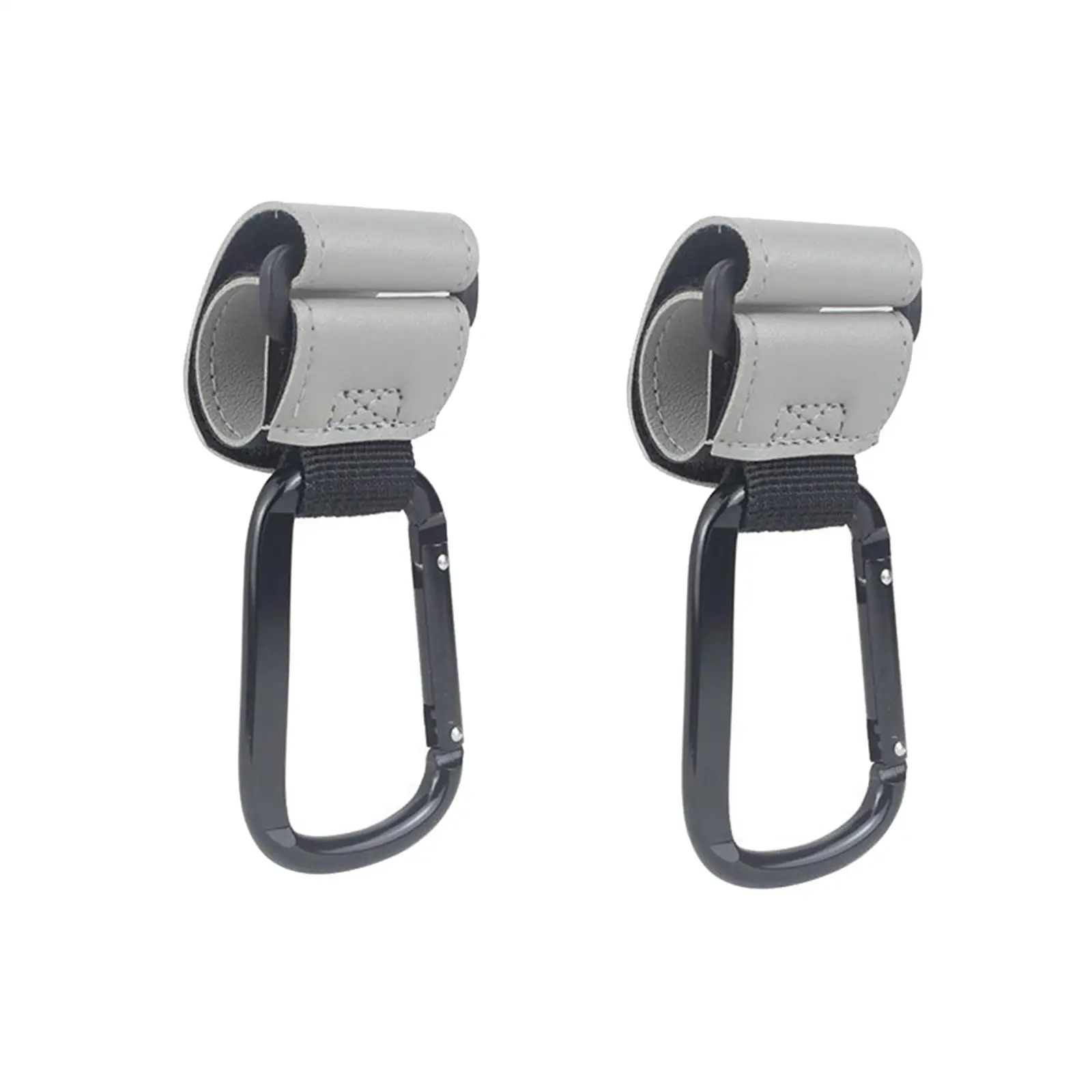 Stroller Bag Hanging Hooks PU Leather Strap Organizer Durable Baby Diaper Clips for Universal Pram Stroller