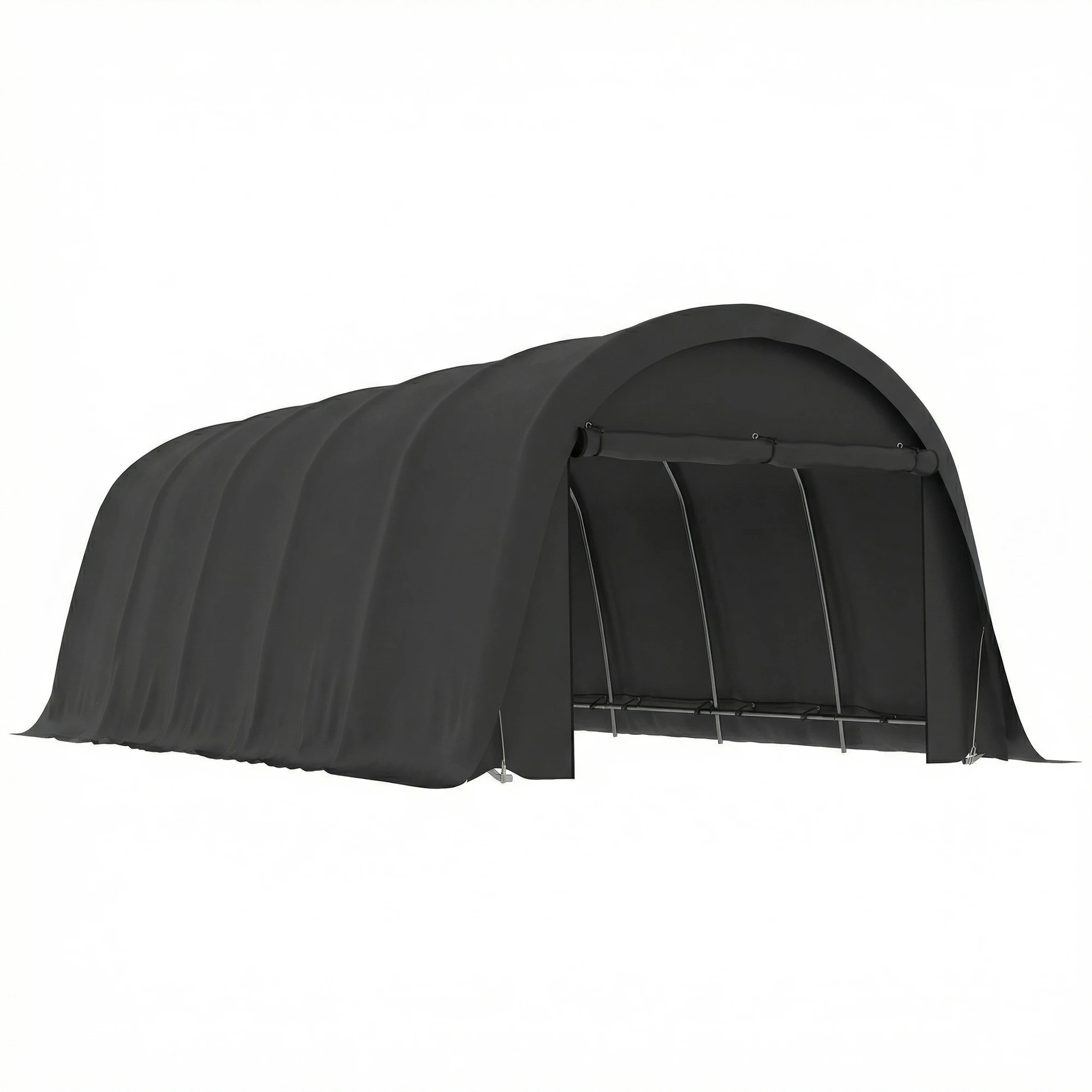 

12' x 23.6' Heavy Duty Carport, UPF50+ Portable Garage Car Canopy Tent with Galvanized Frame, Large Door, Dark Gray