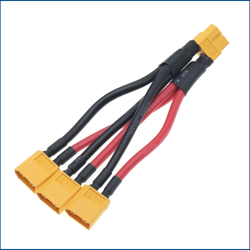 Afbeelding 5: XT60 Parallelle Batterij Connector 3-Way 12AWG Siliconen Draad Mannelijke/Vrouwelijke Dual Extension Y Splitter 100mm voor acculader Motor
