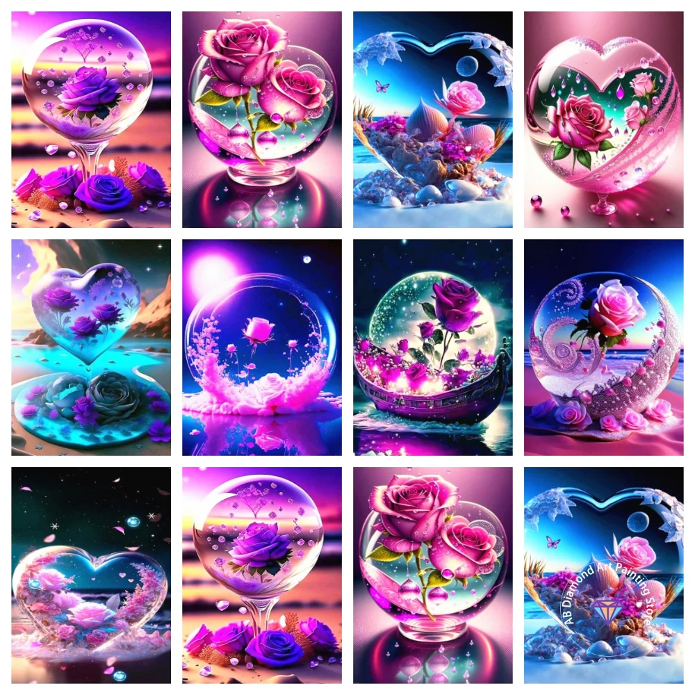 

Rose Landscape AB Diamond Painting Kit Square Round Diamond 5D DIY Mosaic Handmade Art Adult Exquisite Gift Crafts Home Decor