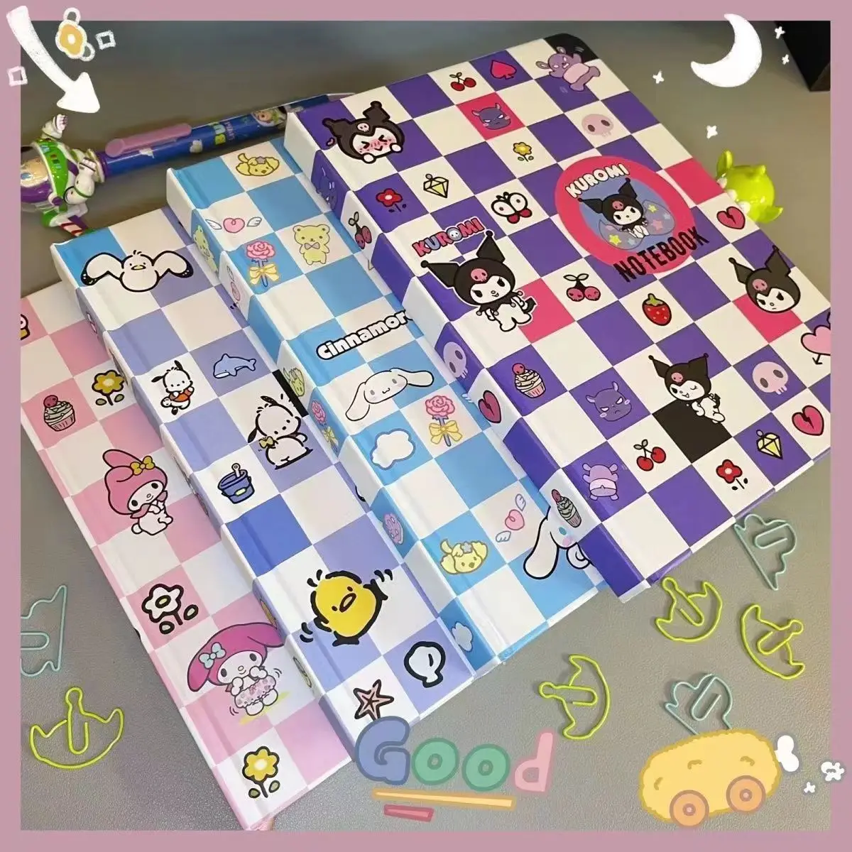 14.5x21 ซม.Sanrio Cinnamoroll Kuromi Pochacco Melody Statione การ์ตูนไดอารี่โน้ตบุ๊คน่ารักคู่มือนักเรียนเครื่องเขียนขายส่ง