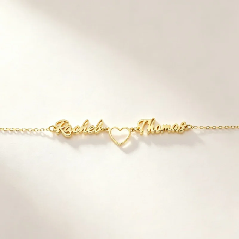 Custom Heart-Shaped Double-Name Bracelet, Stainless Steel