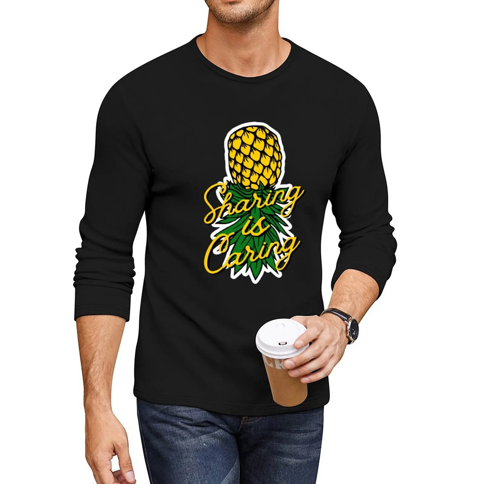 Upside down pineapple swinger sticker Long T-Shirt animal print shirt for boys graphic t shirts mens cotton t shirts