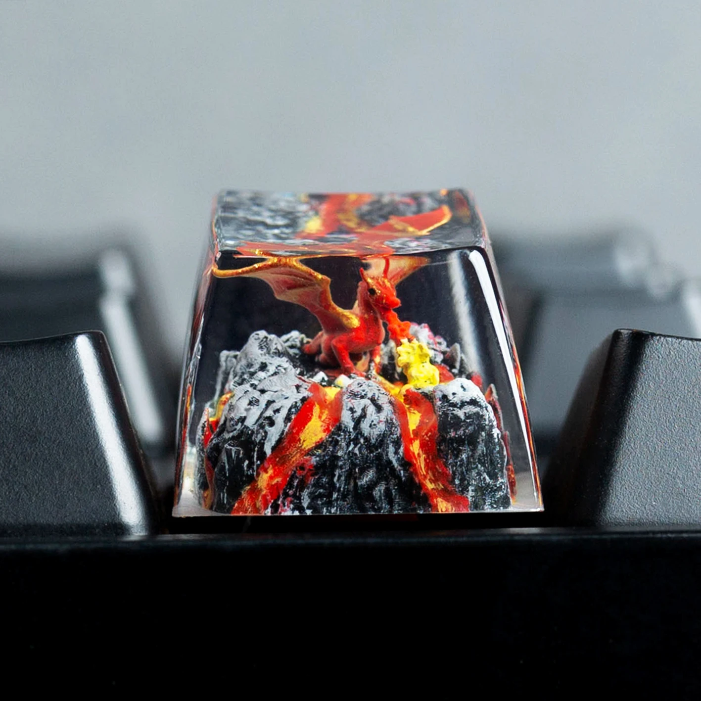 STJORNEX Resin Artisan Keycap, 1U SA Custom ESC for MX Mechanical Keyboard,Handmade Red Dragon,ideal gift for gamers