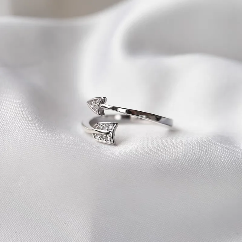 925 Silver Cute Arrow Ring Korean Version Fashionable Zirconia Stones High End Jewelry Gift Elegant Finger Ring for Women