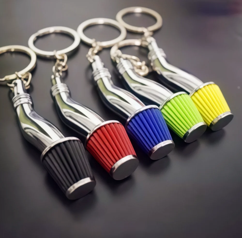 Porte-clés de luxe pièces de voiture NEO Chrome métal porte-clés champignon filtre amortisseur créatif Auto intérieur porte-clés