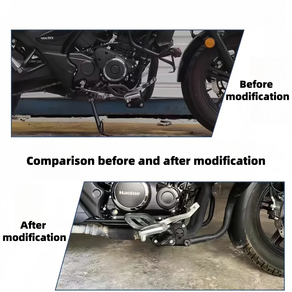 suitable for the modification of Haojue TR300 motorcycle, and the pedal accessories are moved forward and lengthened.