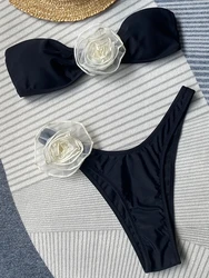 Conjunto de Bikini de cintura baja para mujer, bañador Sexy de un hombro con Tanga, ropa de playa, trajes de baño brasileños de verano, novedad de 2024