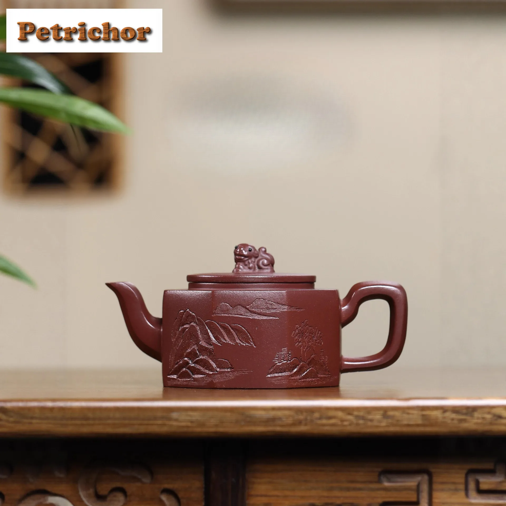 

170ml Luxury Yixing Purple Clay Teapots Handmade Octagon Landscape Pot Raw Ore Purple Mud Kettle Chinese Zisha Tea Set Supplies
