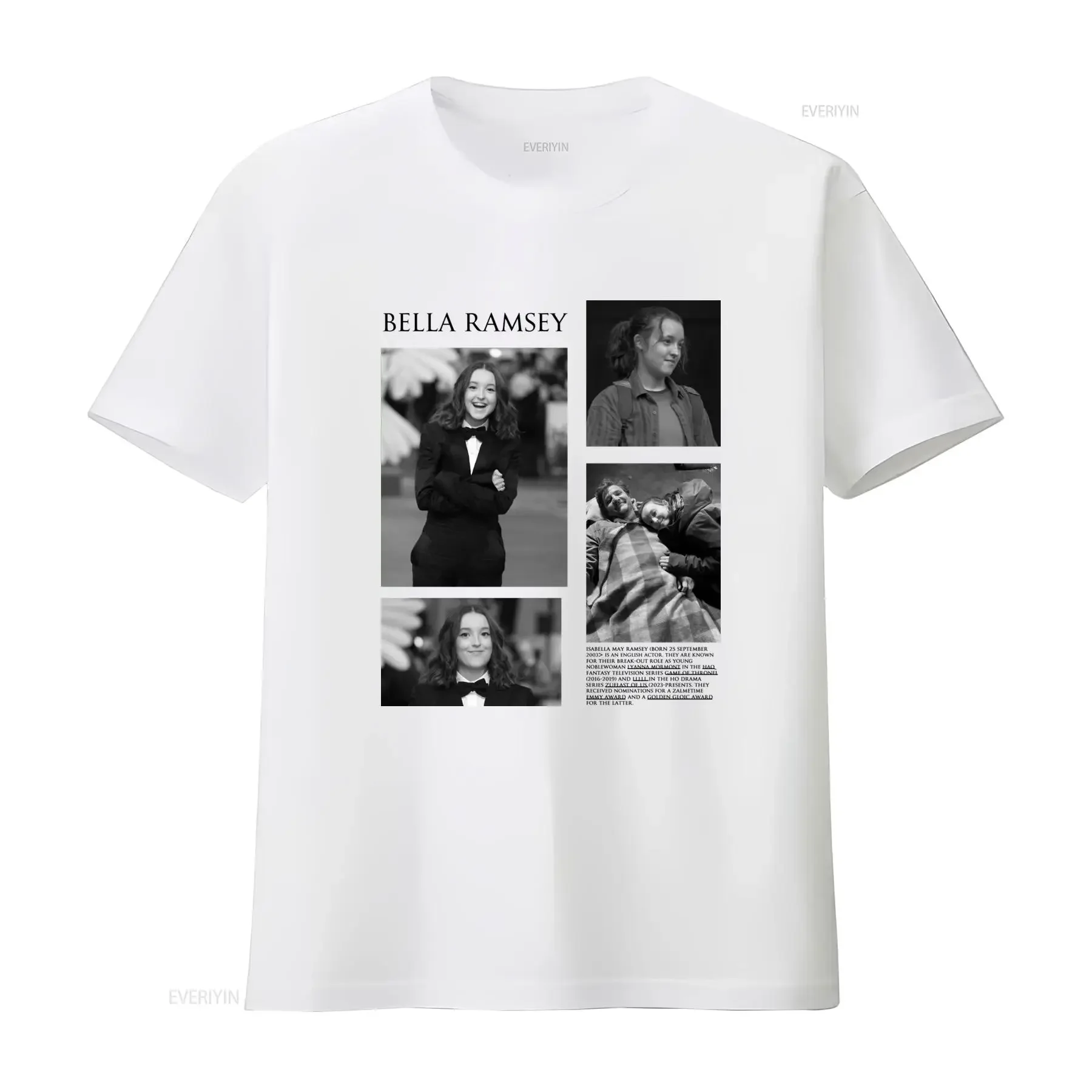 Limited Edition Bella Ramsey T Shirt Perfect for Fans of the Talented English Actor vintage Washed fashion Breathable homme