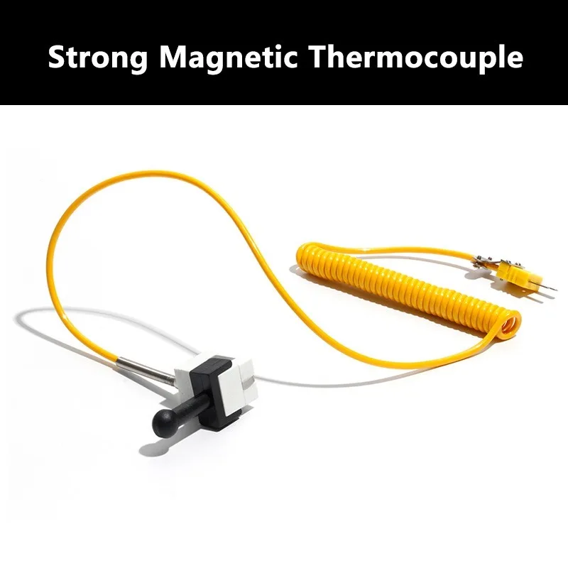 Strong Magnetic Thermocouple, Square Magnetic Bearing Temperature Probe K type yellow plug, for Magnet Magnetic Instrument