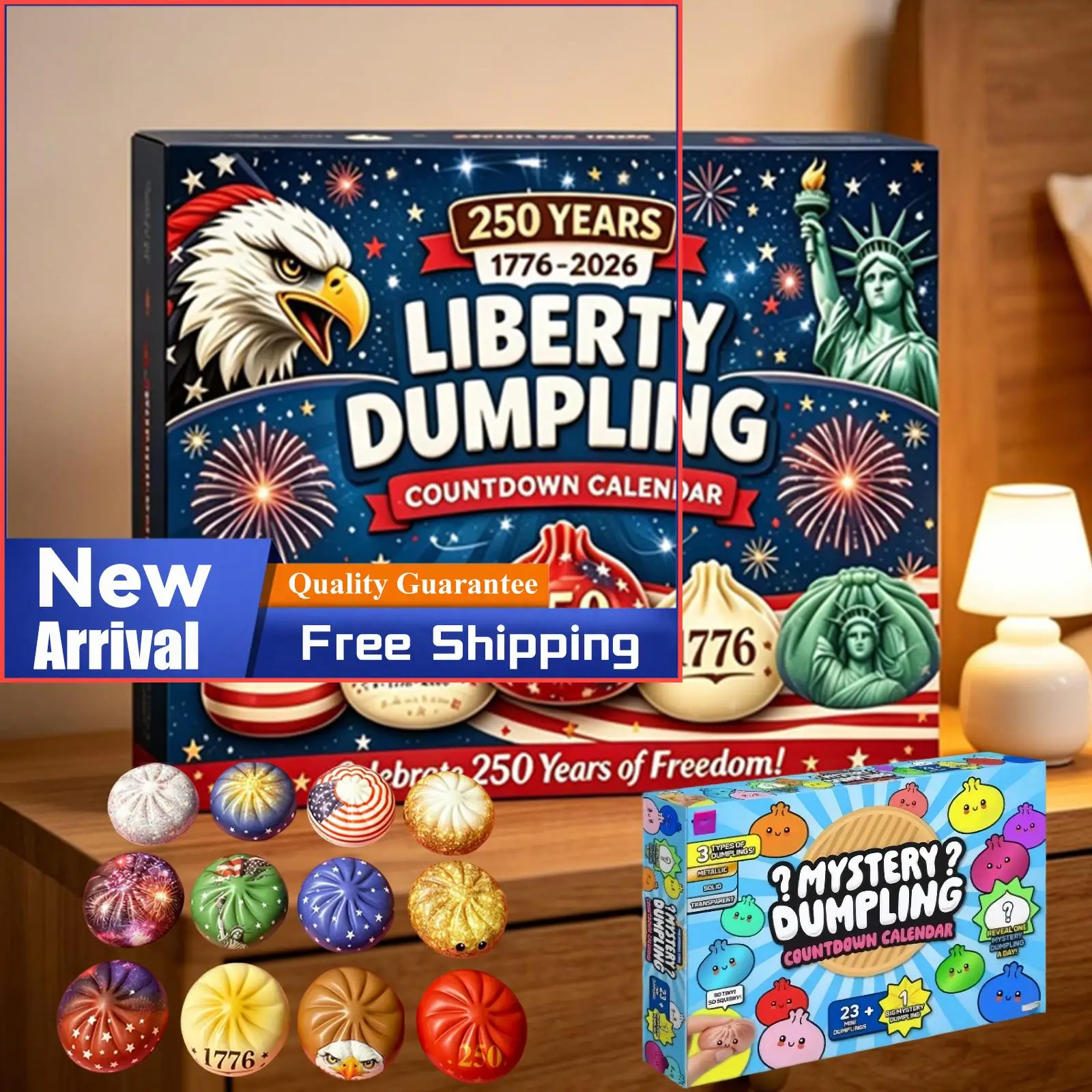 USA 250th Anniversary Liberty Dumplings Squishy Toy Set 1776-2026 Eagle Stars Stripes 12pc Stress Relief Gift Decompression Toy