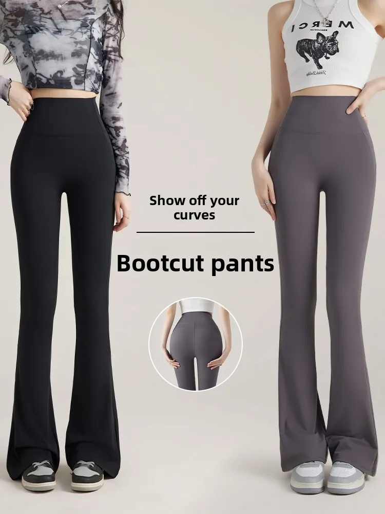 

High Waist Yoga Pants Women's Summer New Thin Wide Leg Fitn arkskin Trousers a Flared Pants High Waist Leggings