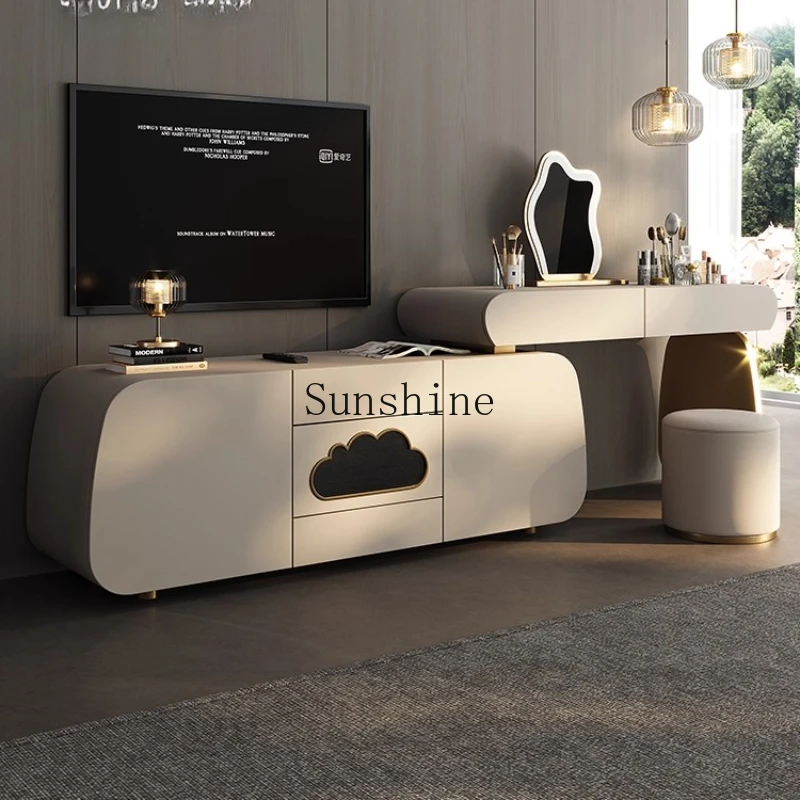 

Modern simple light luxury cloud dresser master bedroom solid wood rock slab integrated new model