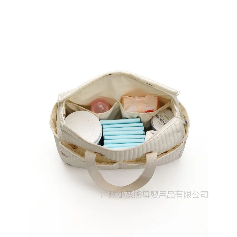 Embroidered Mummy Bag Multi-Functional Diaper Bag With Handles Can Be Hung On Stroller