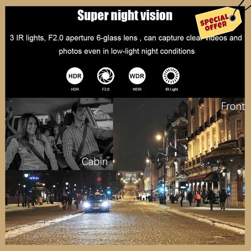 

4 Inch Touch Screen Car DVR 1080P Dash Cam Front Inside Camera Night Vision Loop Recording G-Sensor-WMAN