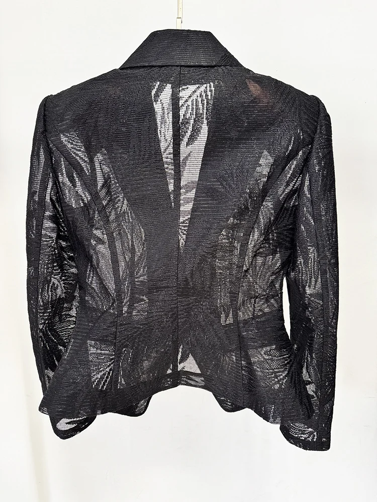 HIGH QUALITY Newest 2025 Designer Jacket Women's Embroidered Mesh Slim Blazer