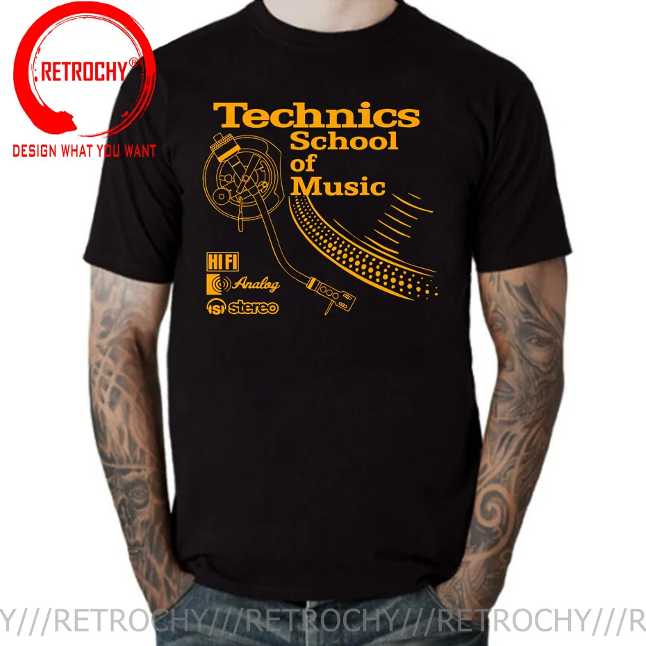 Technics School Of Music T-Shirt Old School Techno Tshirt Christmas Day Camiseta Cotton Deejay Tops T-shirt Classic DJ Tee Shirt