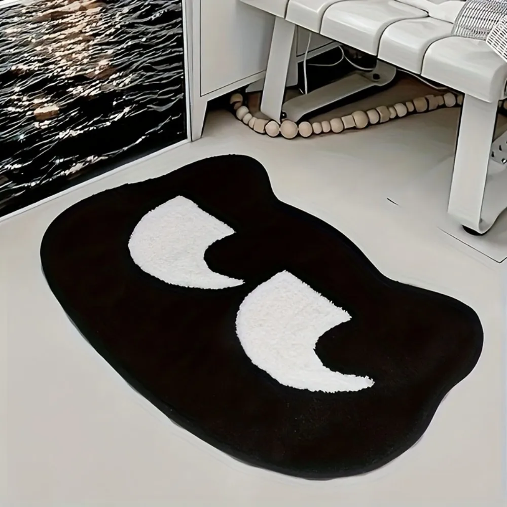 VIKAMA Minimalist Black Cat Carpet, Soft Absorbent Non-Slip Doormat for Entryway Hallway, Stylish Floor Rug for Home Decoration