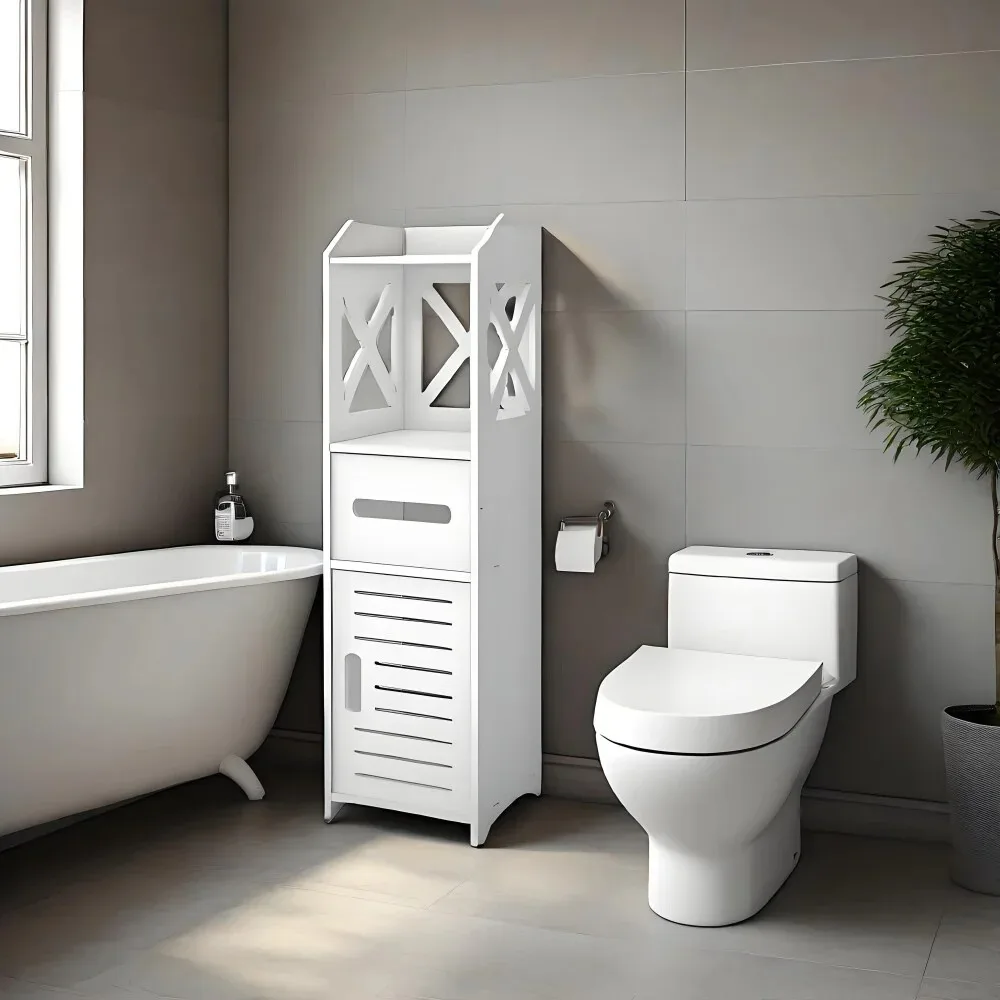 

White Single - Door Two - Tier Bathroom Cabinet - Waterproof, Space - Saving, for Bathroom Organization