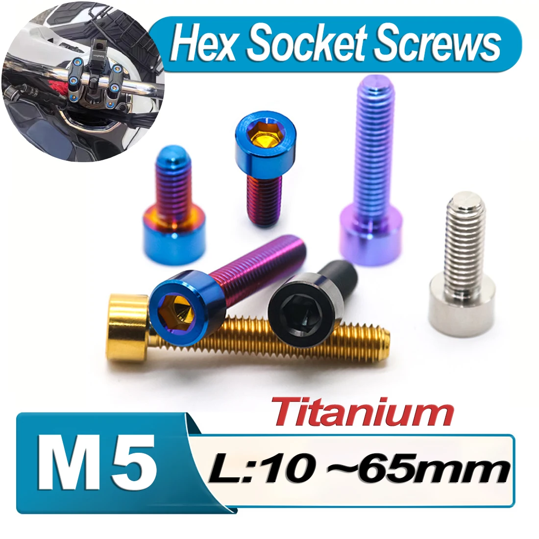 1PCS Titanium Bolt M5 X 10 12 16 18 20 23 25 30 35 40 45 50 55 60mm Allen Key Square Head Screw for Bicycle Stem Seatpost