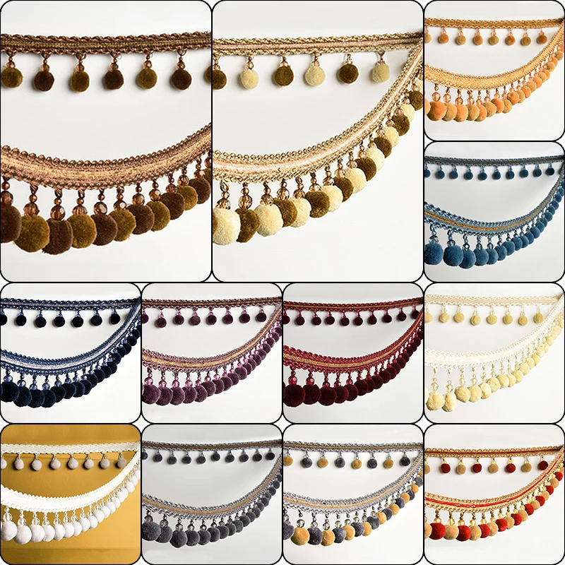 

100 см лента с помпоном и бахромой с шариками с кисточками для DIY занавесок, дивана, обивки, швейные поделки, аксессуары для домашнего декора