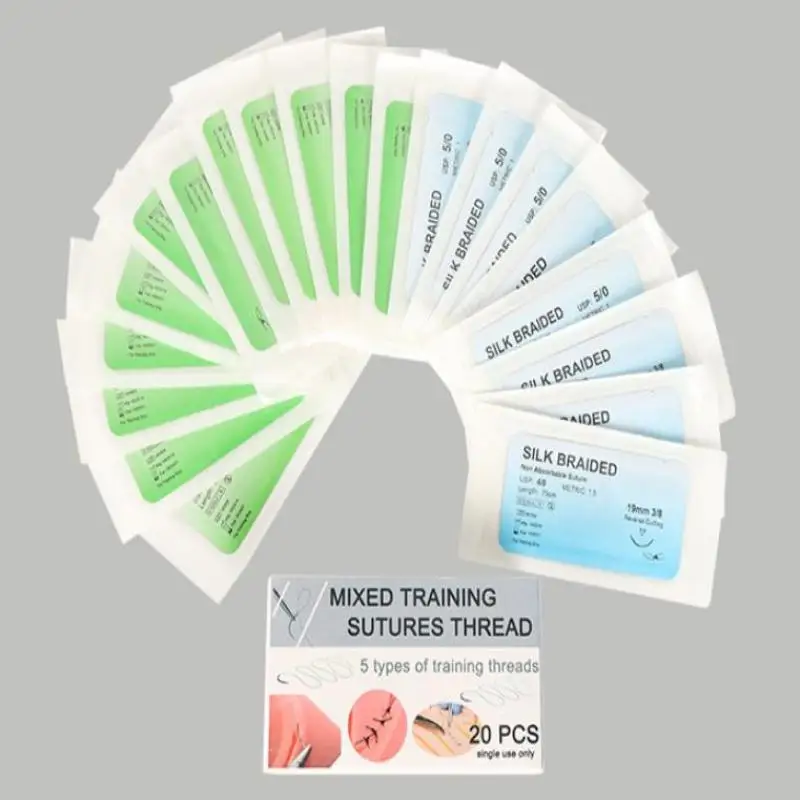 

20 шт., медицинская игла для наложения швов, нейлоновая мононильная нить, набор для наложения швов, обучающие демонстрационные упражнения, образование студентов