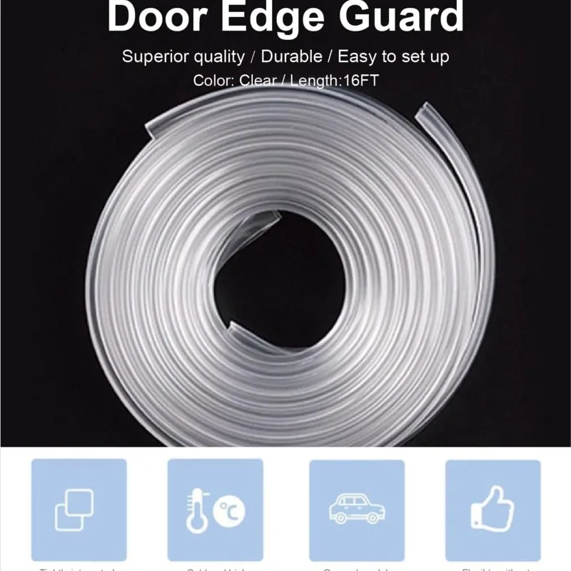 5m Car Door Edge Protection Strips Sound Insulation Door Protector Noise Isolation Clear Chrome Sealant Strips PVC Seal Strip