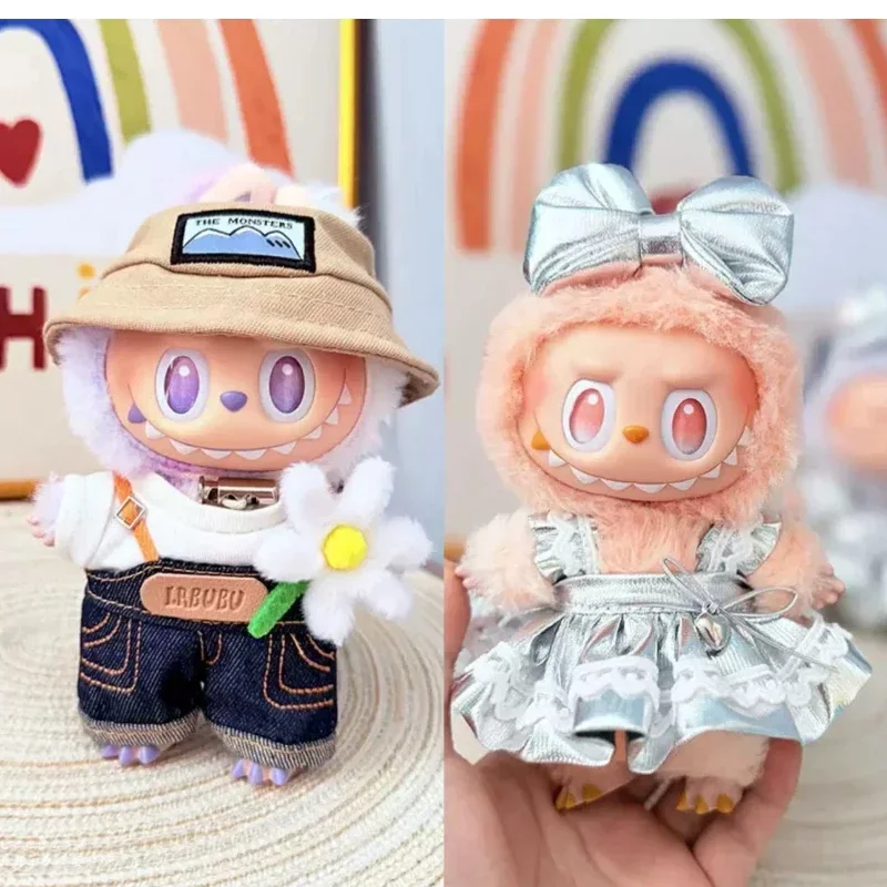 

For 17cm labubu doll outfit clothes bear label hat love sweater set Cute Decoration Little Clothes