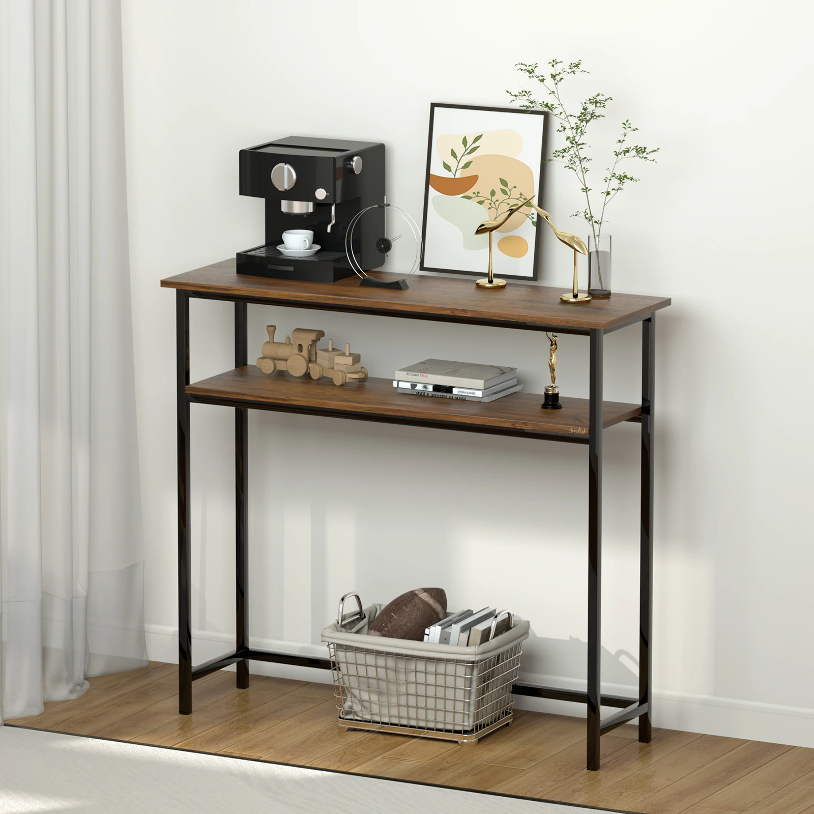 Console Table 2 Tier Simple Sofa Table Home Coffee Corner Display Entryway Table for Couch Hallway Entrance Living Room