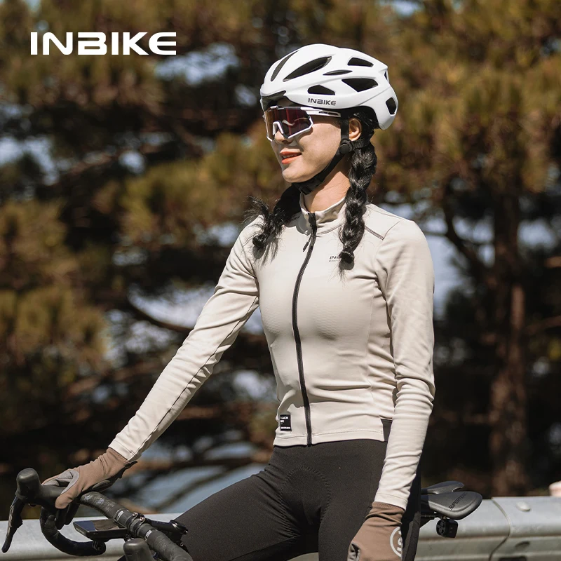 INBIKE 여성용 2024 플리스 사이클링 저지, 긴 소매 겨울 플러스 사이즈, MTB 의류, 산악 도로 자전거 상의, 재킷 의류