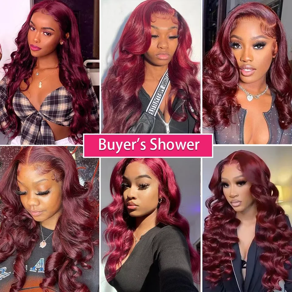 Rambut Bundel Gelombang Tubuh Warna Merah 99j 30 Inch, 16a Virgin Raw Unprocessed Human Hair Brazilian Doule Drawn, Ekstensi Rambut