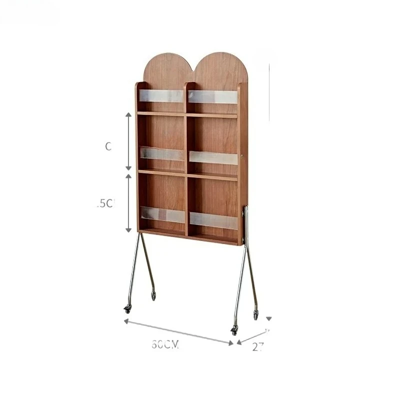 Exploration Middle-Ancient Bookshelf Reading Display Solid Wood Magazine Rack Small Apartment Living Room Balcony Storage